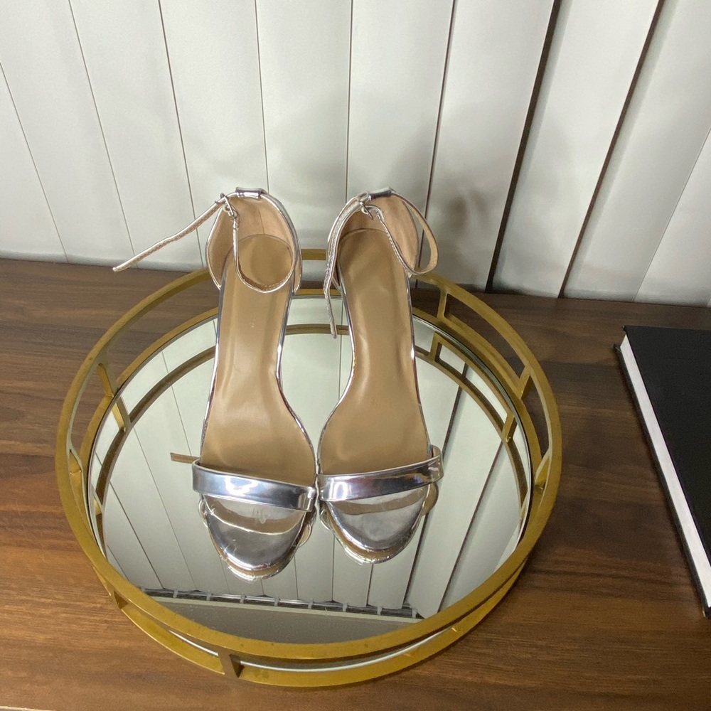 Silver Ankle Strap Heel